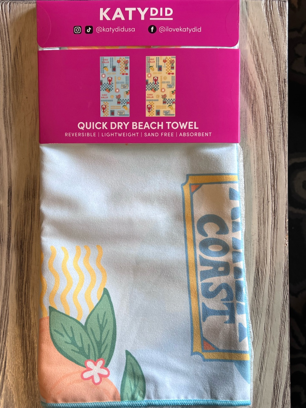 KatyDid Italian Summer Quick Dry Beach Towel Reversible NWT